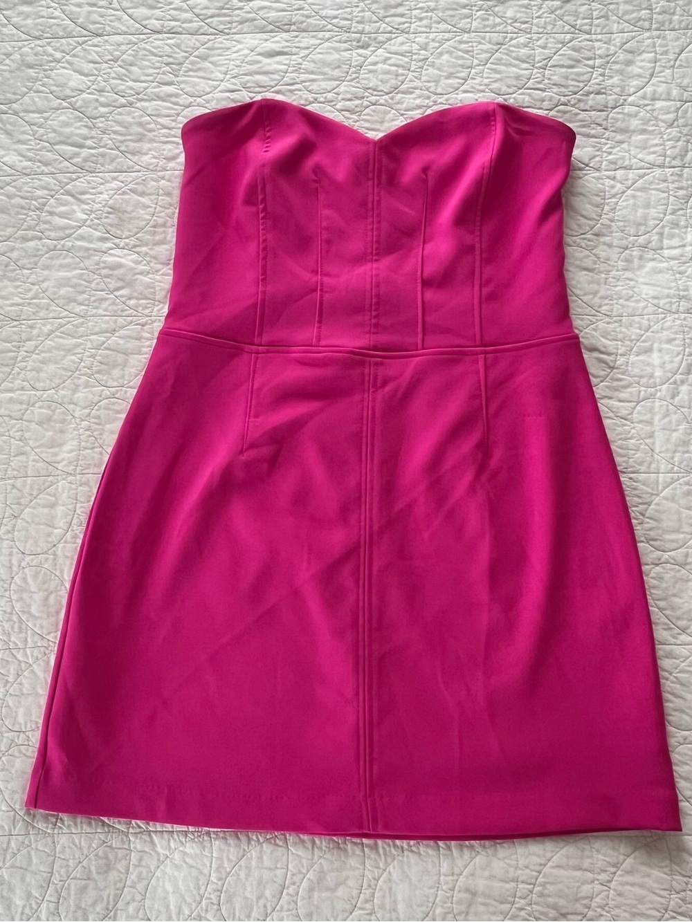 Luxe Strapless Hot Pink Mini Dress Corset Style Bachelorette Barbiecore Bodycon